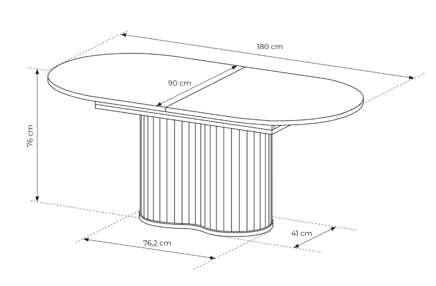 LOVE Stół rozkładany owalny do salonu na podstawie z lameli - zdjęcie produktu